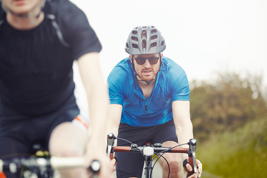 Cyclists on their bikes