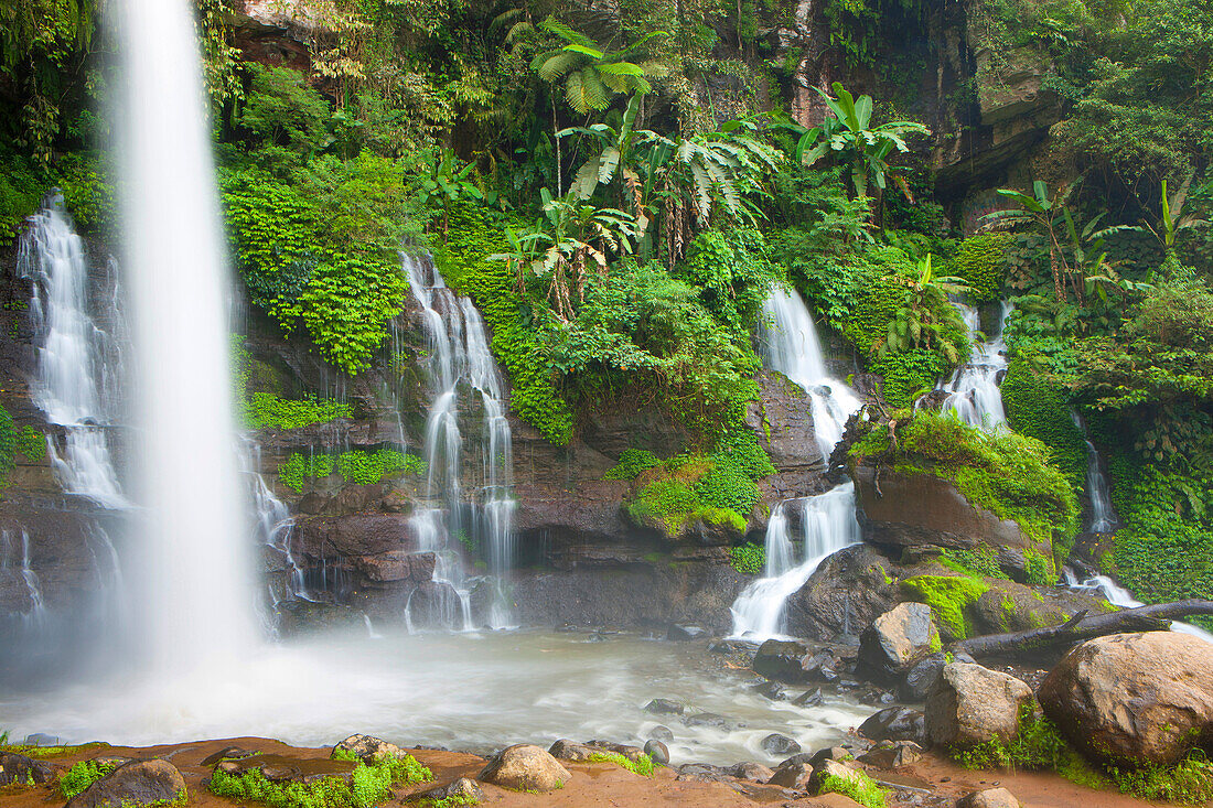 Curug orog, Indonesia, Asia, Java, primeval forest, jungle, rain forest, nature, rock, cliff, water, waterfalls