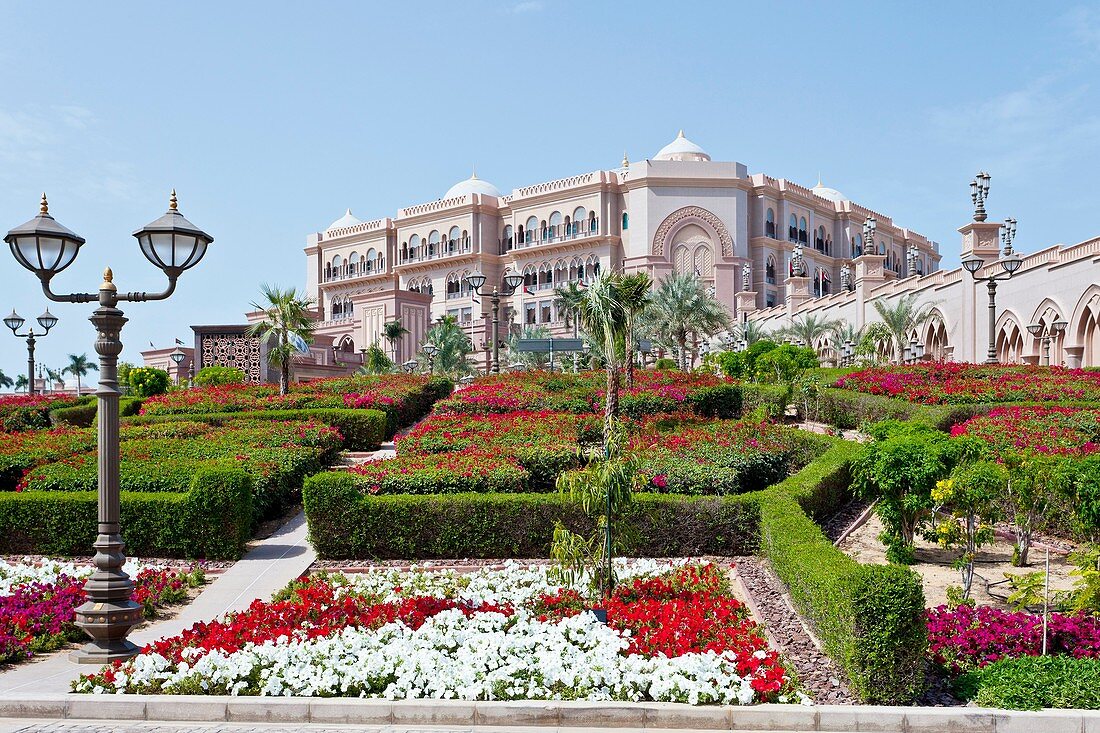 The exterior of The Emirates Palace Hotel in Abu Dhabi, UAE