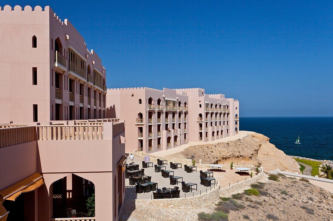 Outdoor patio at the Barr Al Jissah resort near Muscat, Oman.