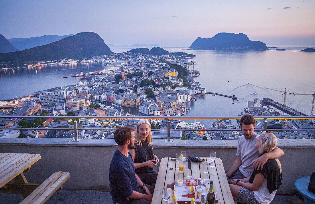 Fjellstua viewpoint in mount Aksla, Alesund, More og Romsdal, Norway.