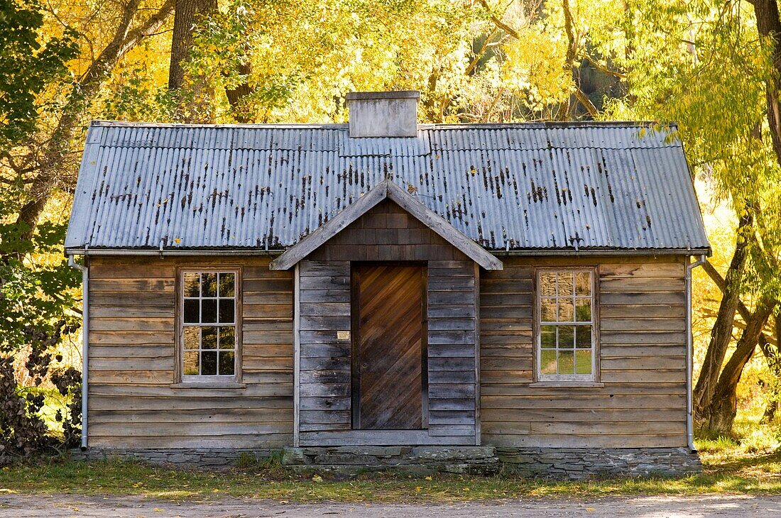 Restored Police Camp building in the gold mining settlement of Arrowtown, Otago, New Zealand