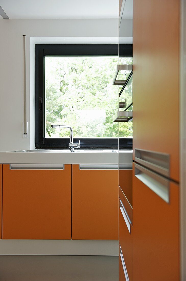 Modern kitchen with orange units