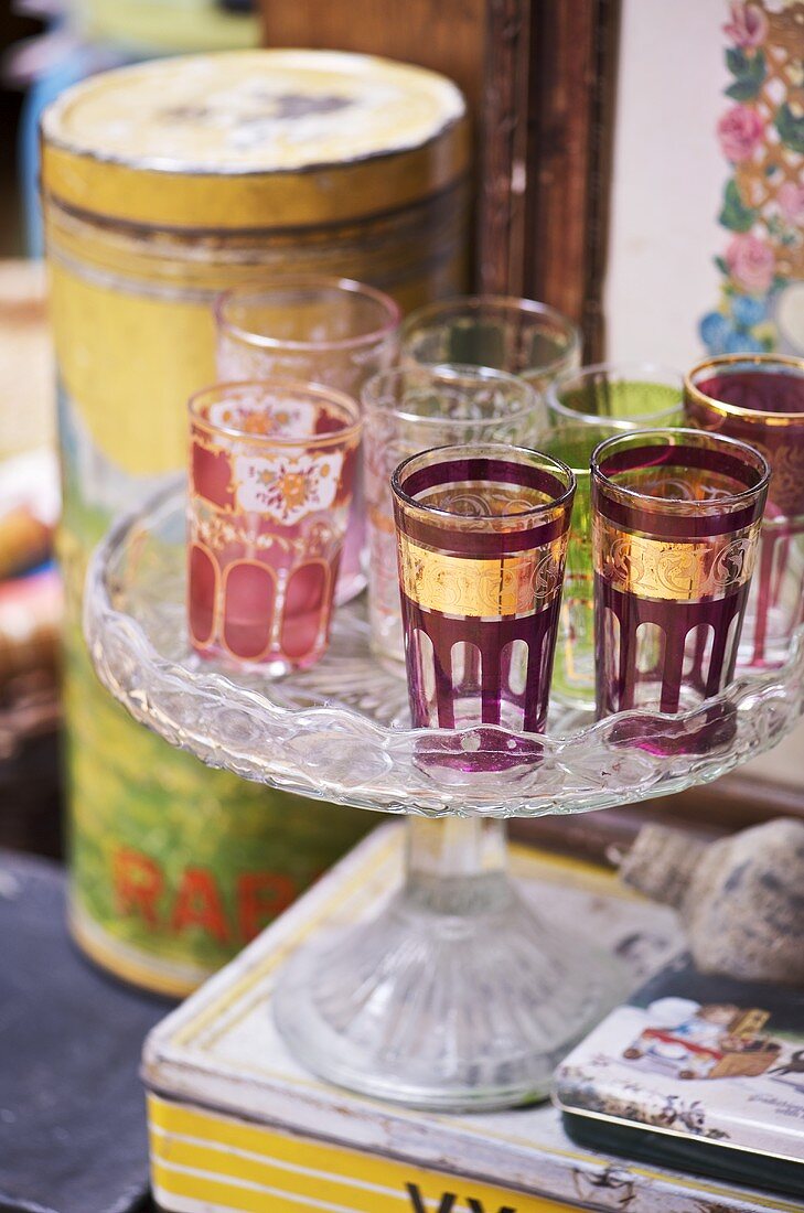 Moroccan style glasses on cake stand