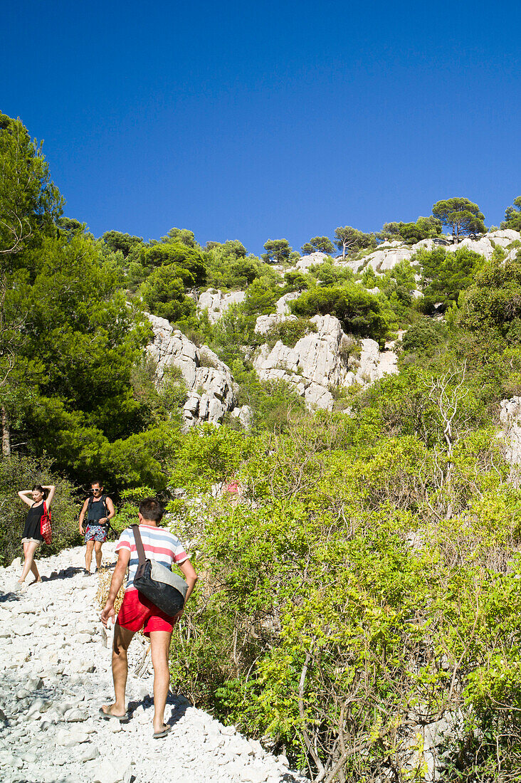 Wanderweg von der Calanque d'En-vau Richtung Cassis, Bouches-du-Rhône, Frankreich