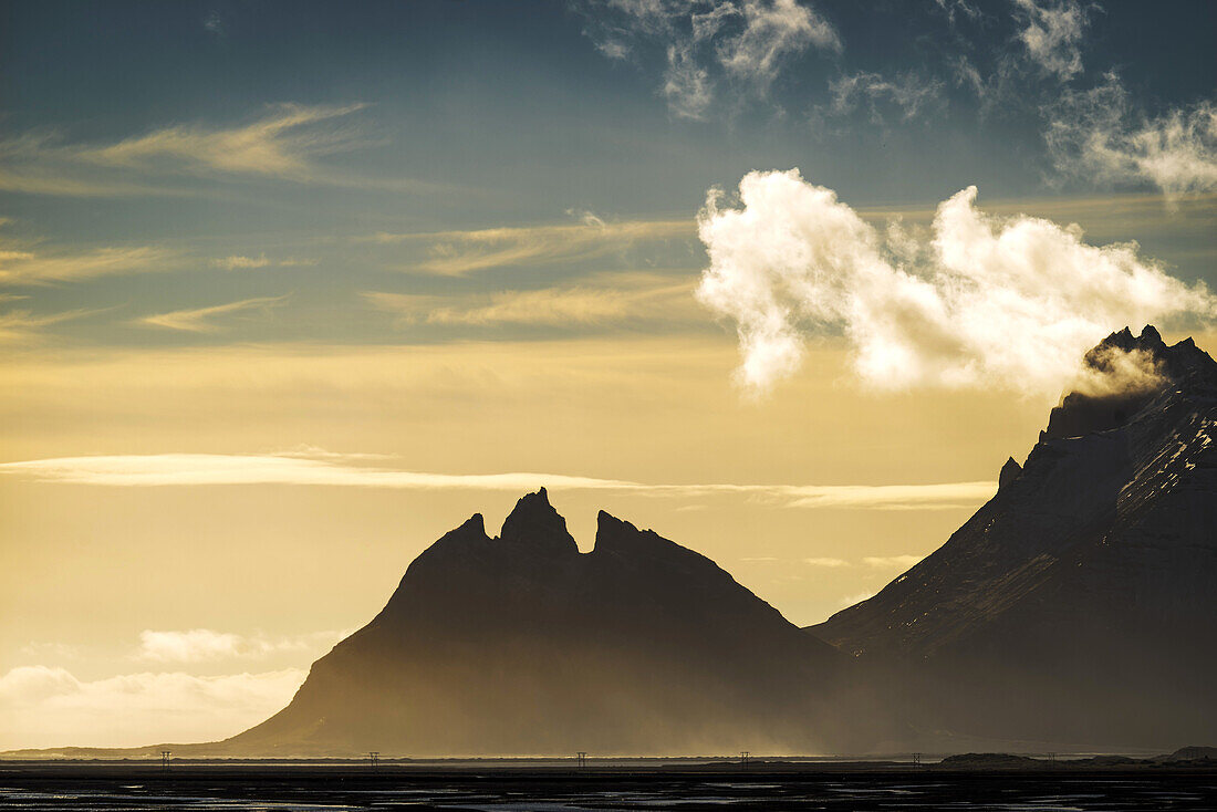 Sunset over Mt Eystrahorn, Stokksnes, Eastern Iceland.