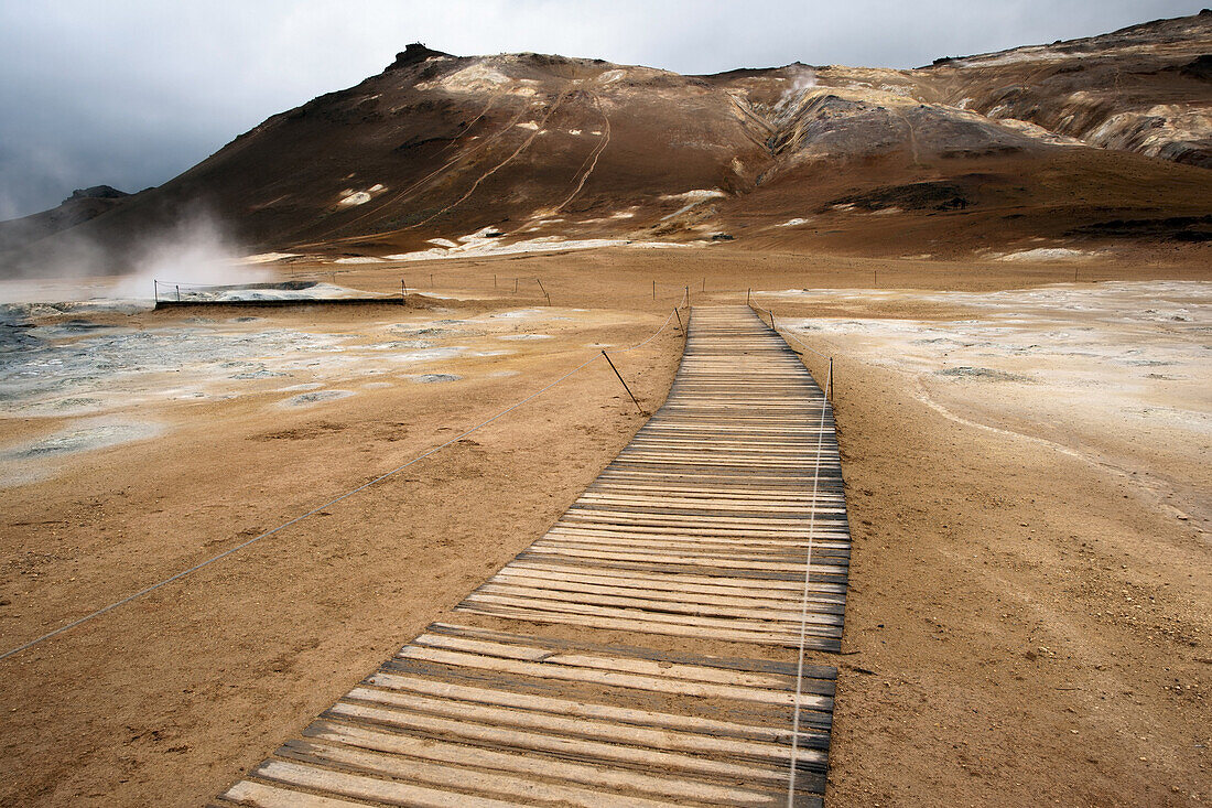Boardwalk trail at Namafjall Hverir - Myvatn Region, North Central Iceland.