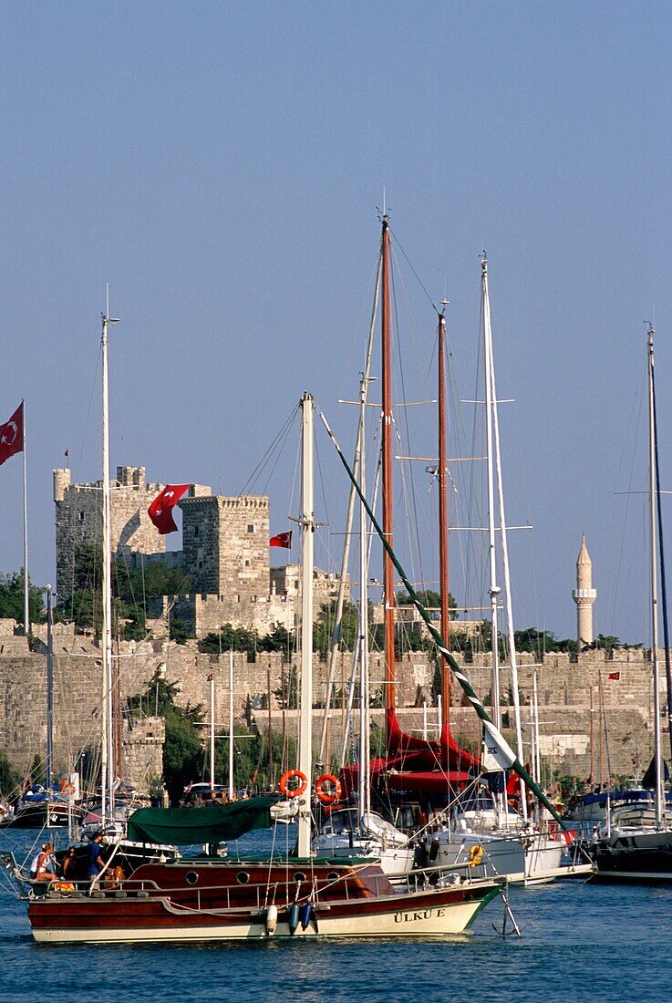 Turkey, Bodrum, Castle of St Peter, harbor,