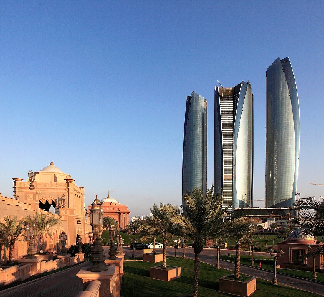 United Arab Emirates, Abu Dhabi, Emirates Palace Hotel, Etihad Towers,