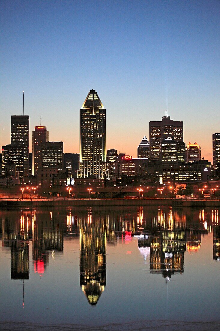 Lachine Canal, Montreal skyline, Quebec, Canada