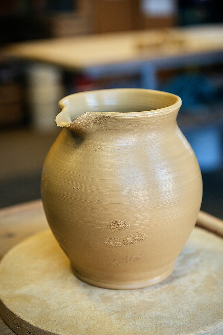 pottered jug in a pottery, Vellberg, Schwaebisch Hall, Baden-Wuerttemberg, Germany