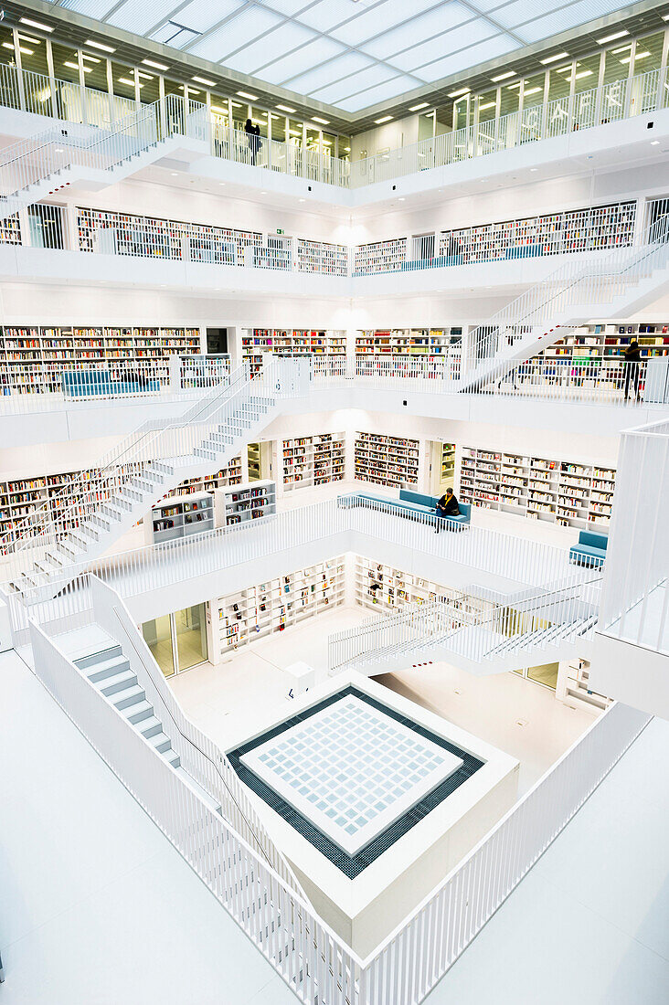 Stadtbibliothek, Architekt Eun Young Yi, Europaviertel, Stuttgart, Baden-Württemberg, Deutschland