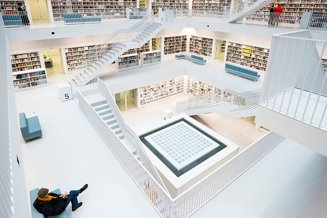 library, Europaviertel, Stuttgart, Baden-Wuerttemberg, Germany