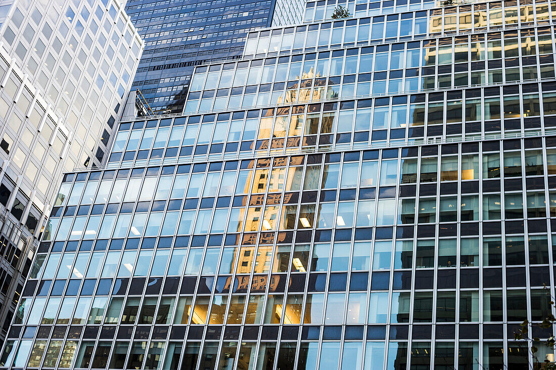 Reflection in office buildings, Park Avenue, Midtown, Manhattan, New York, USA