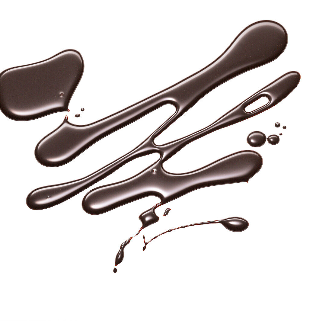 Chocolate sauce decoration on a white background, Chocolate
