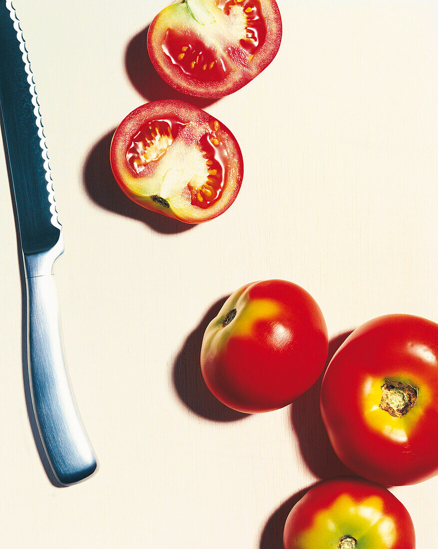 Tomatoes with knife, Vegetables, Food, Nutrition