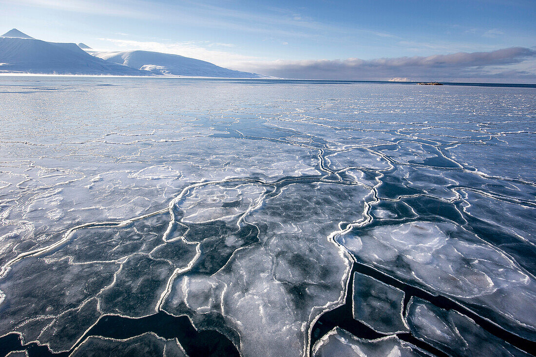 Arctic sea with ice at Spitzbergen, Svalbard, Norway