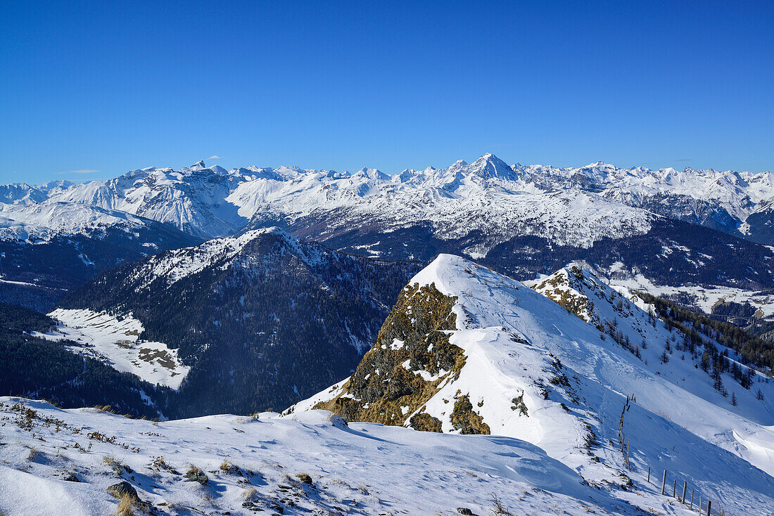 Stubai Alps with Tribulaun and Habicht, from Gammerspitze, valley of Schmirn, Zillertal Alps, Tyrol, Austria