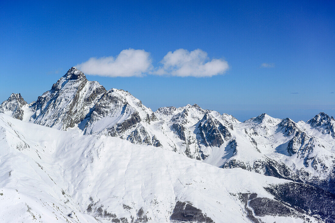 Monte Viso vom Monte Salza, Monte Salza, Valle Varaita, Cottische Alpen, Piemont, Italien