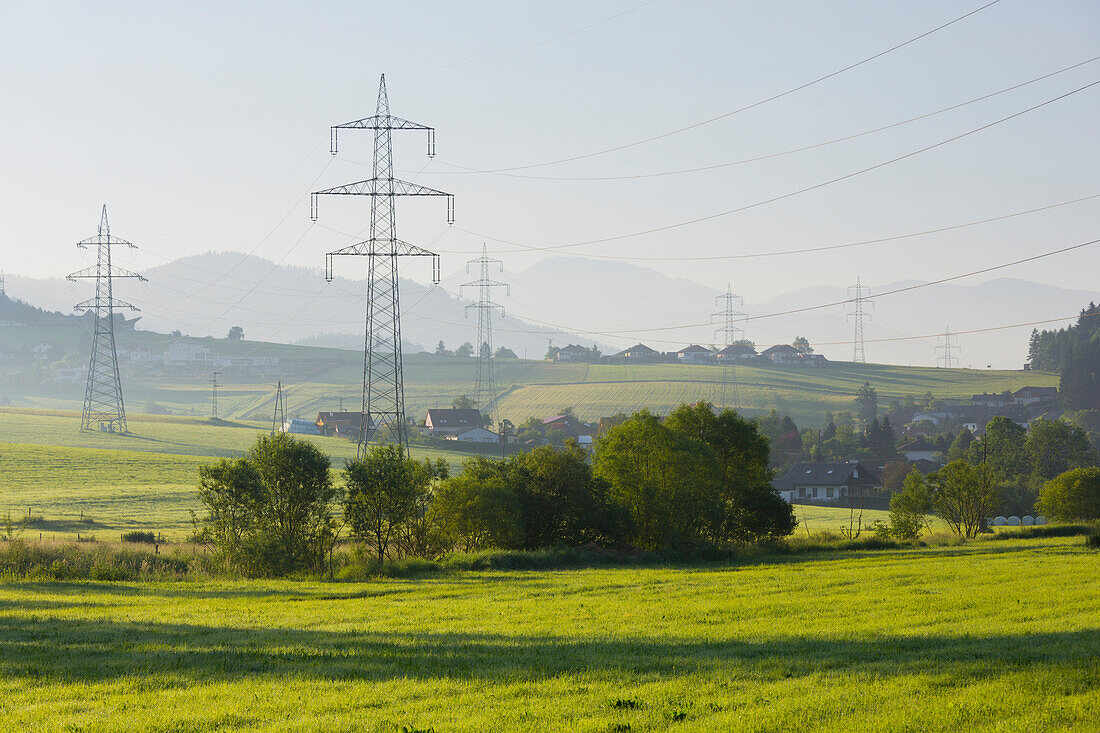 High voltage cables near Judenburg, Styria, Austria