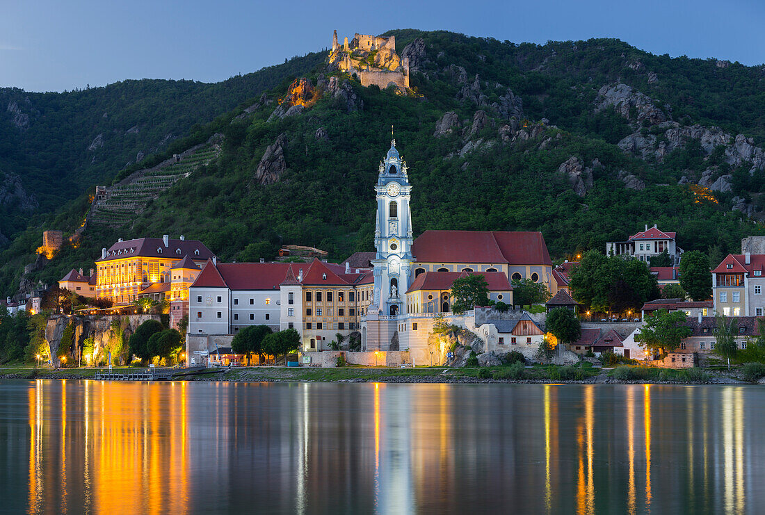 Monastery Dürnstein, blue tower, Wachau, Danube, Lower Austria, Austria
