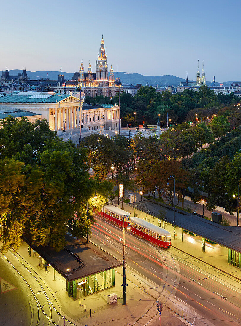 Parlament, Rathaus, Burgtheater, Volksgarten, Doktor-Karl-Renner-Ring, Ringstrasse, 1. Bezirk, Wien, Österreich