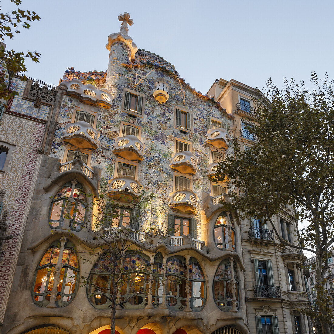 Casa Batllo, Modernisme, modernism, Art Nouveau, architect Antonio Gaudi, UNESCO world heritage, Passeig de Gracia, Eixample, Barcelona, Catalunya, Catalonia, Spain, Europe