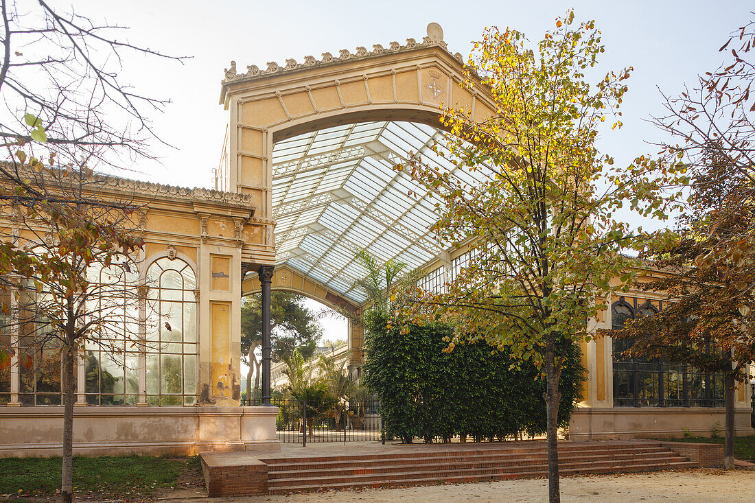 Hibernáculo, crystal palace, architect Josep Amargós, Parc de la Ciutadella, city park, world exhibition 1888, Barcelona, Catalunya, Catalonia, Spain