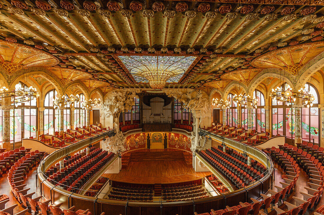 Palau de la Música Catalana, music hall, architect Domenech i Montaner, UNESCO world heritage, modernism, Art Nouveau, St. Pere and La Ribera quarter, Barcelona, Catalunya, Catalonia, Spain, Europe