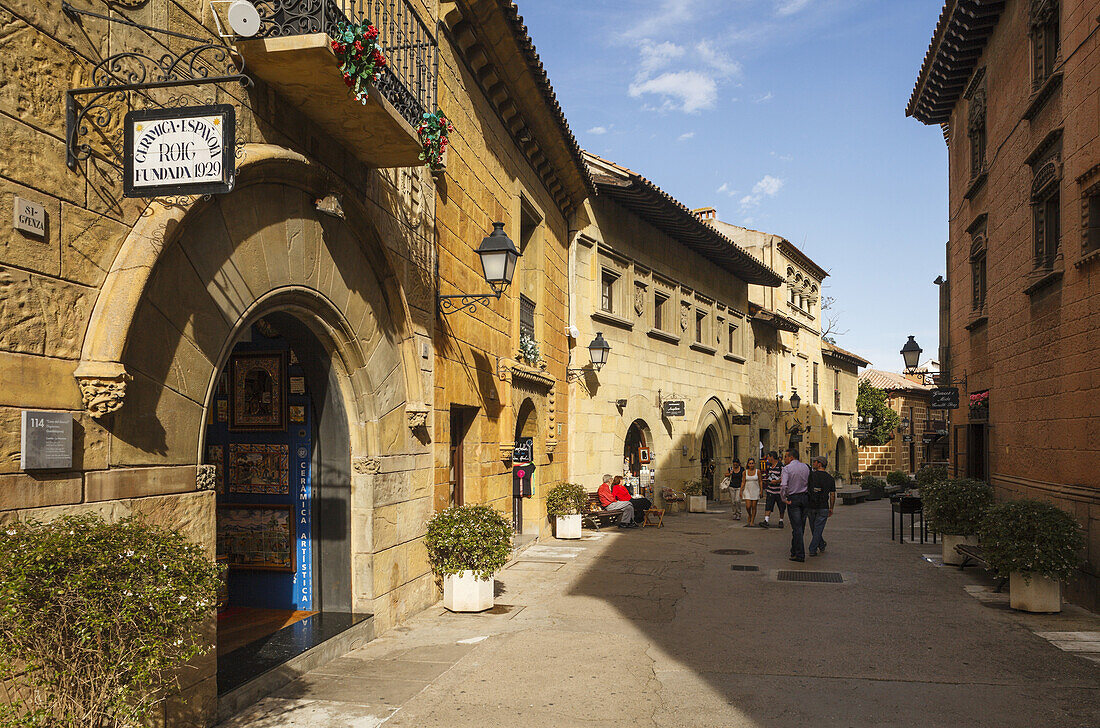 Poble Espanyol, spanisches Dorf, errichtet zur Weltausstellung 1929, am Berg Montjuic, Barcelona, Katalonien, Spanien, Europa