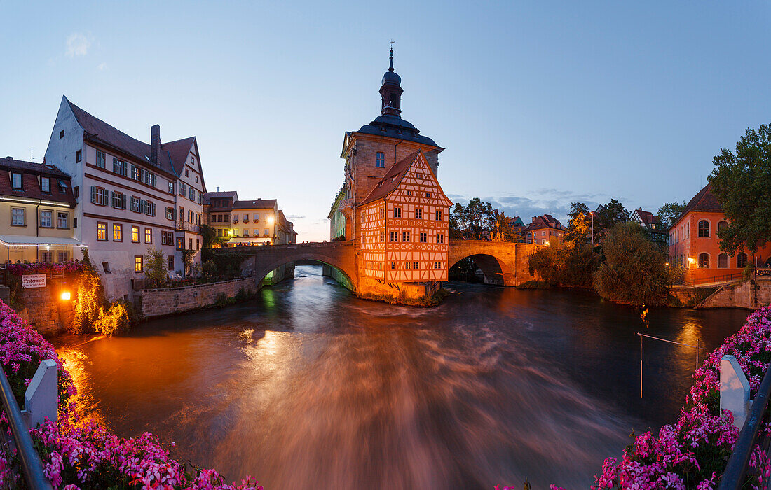 City Hall in Bamberg, 15th century, historic city center, UNESCO world heritage site, Regnitz river, Bamberg, Upper Franconia, Bavaria, Germany, Europe
