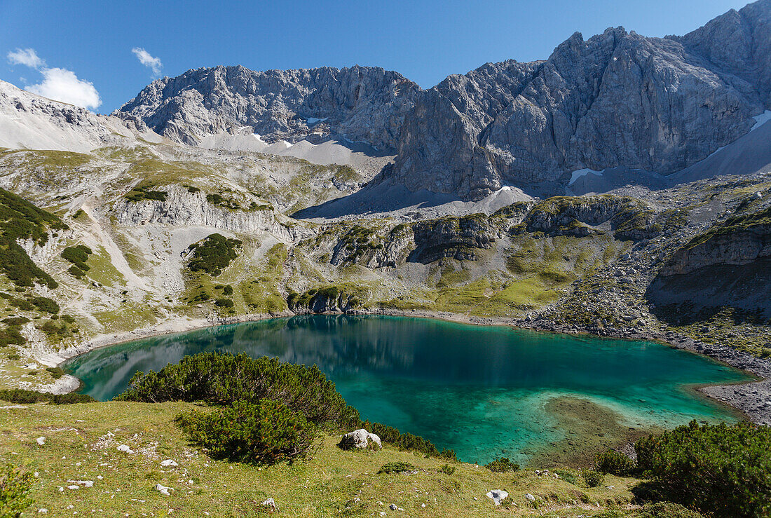 lake Drachensee, Mieminger mountains, near Ehrwald, district Reutte, Tyrol, Austria, Europe