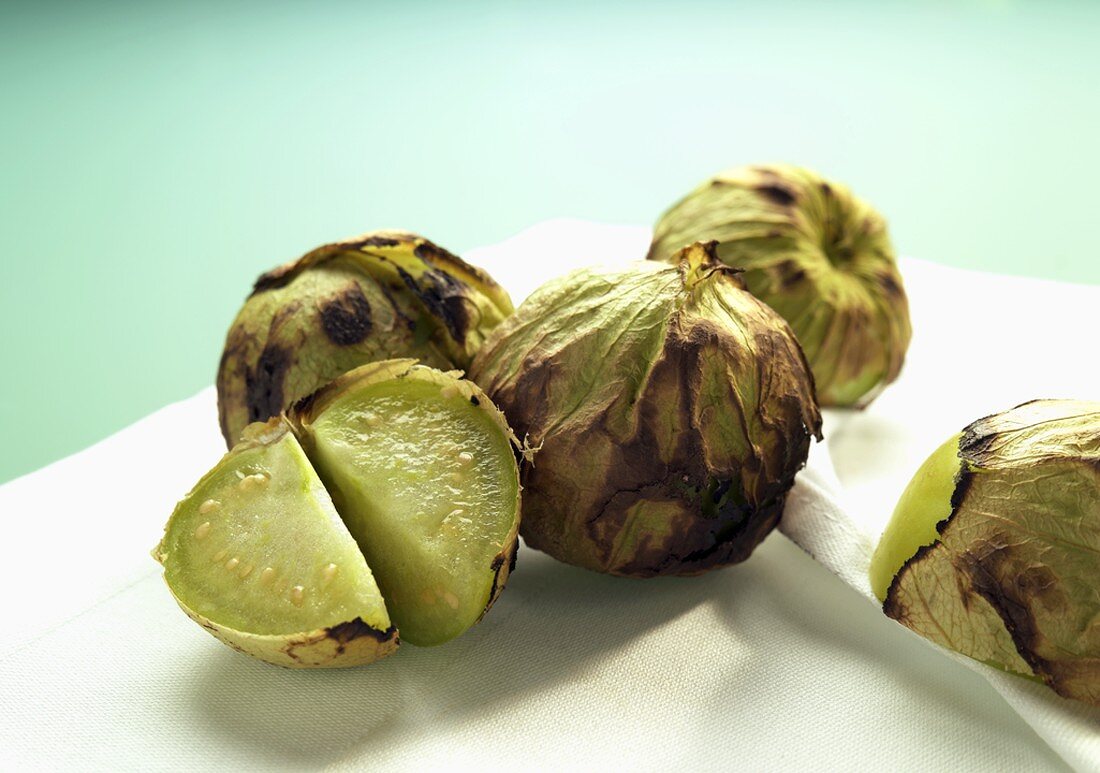 Tomatillos, Whole and Halved