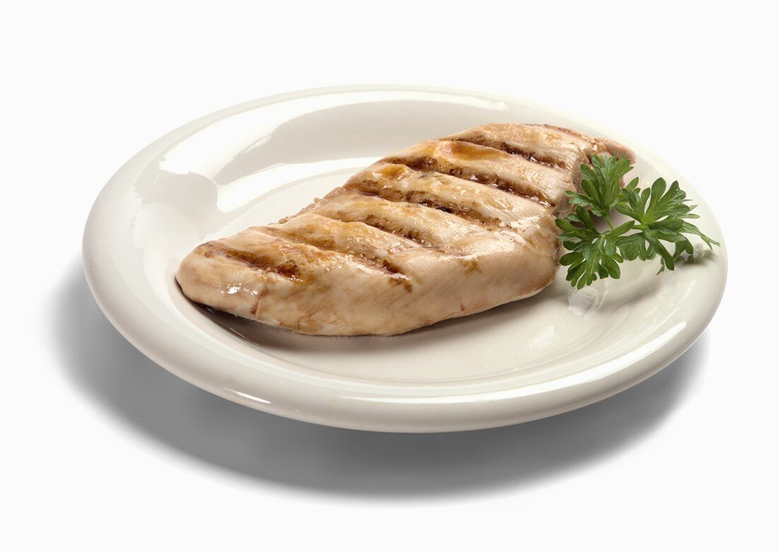 Plain Grilled Chicken Breast on a White Plate