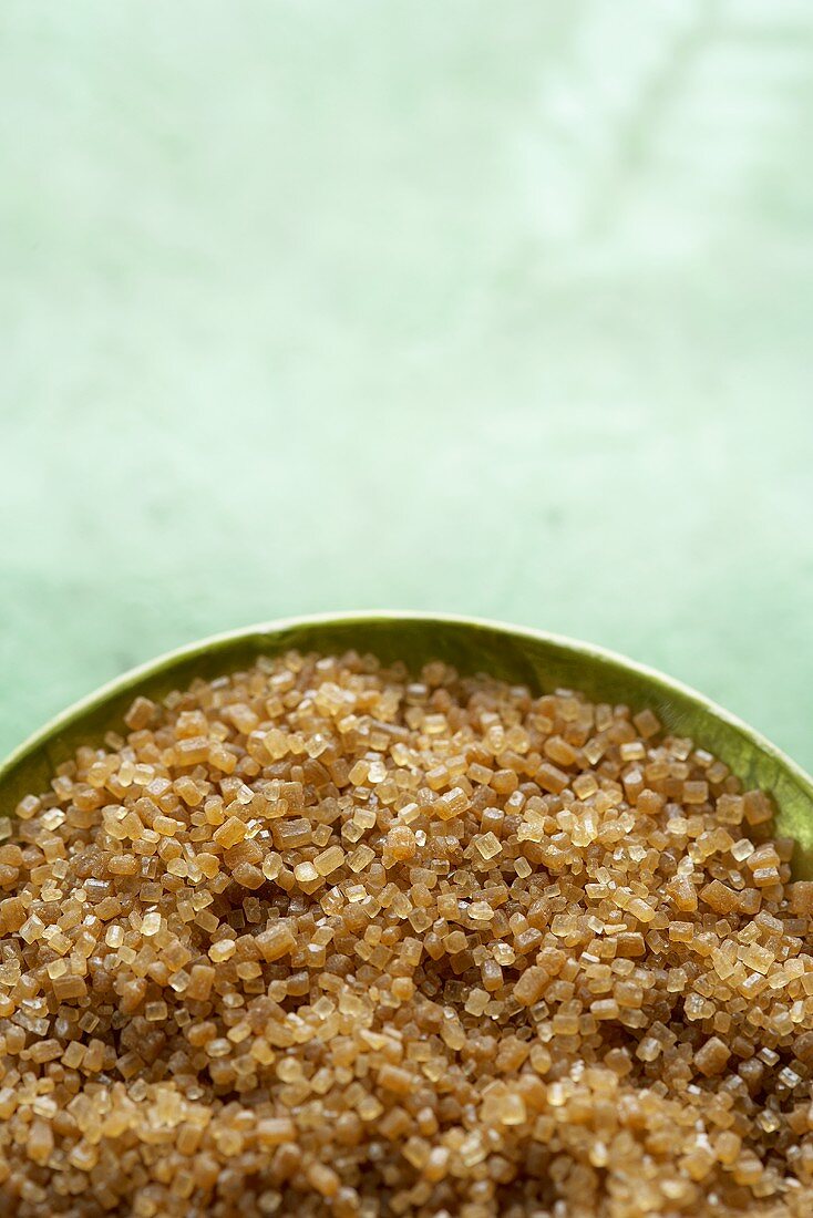 Bowl of Raw Cane Sugar; From Above