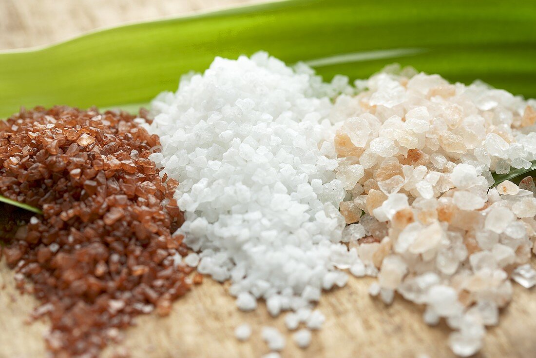Three Assorted Piles of Coarse Salt