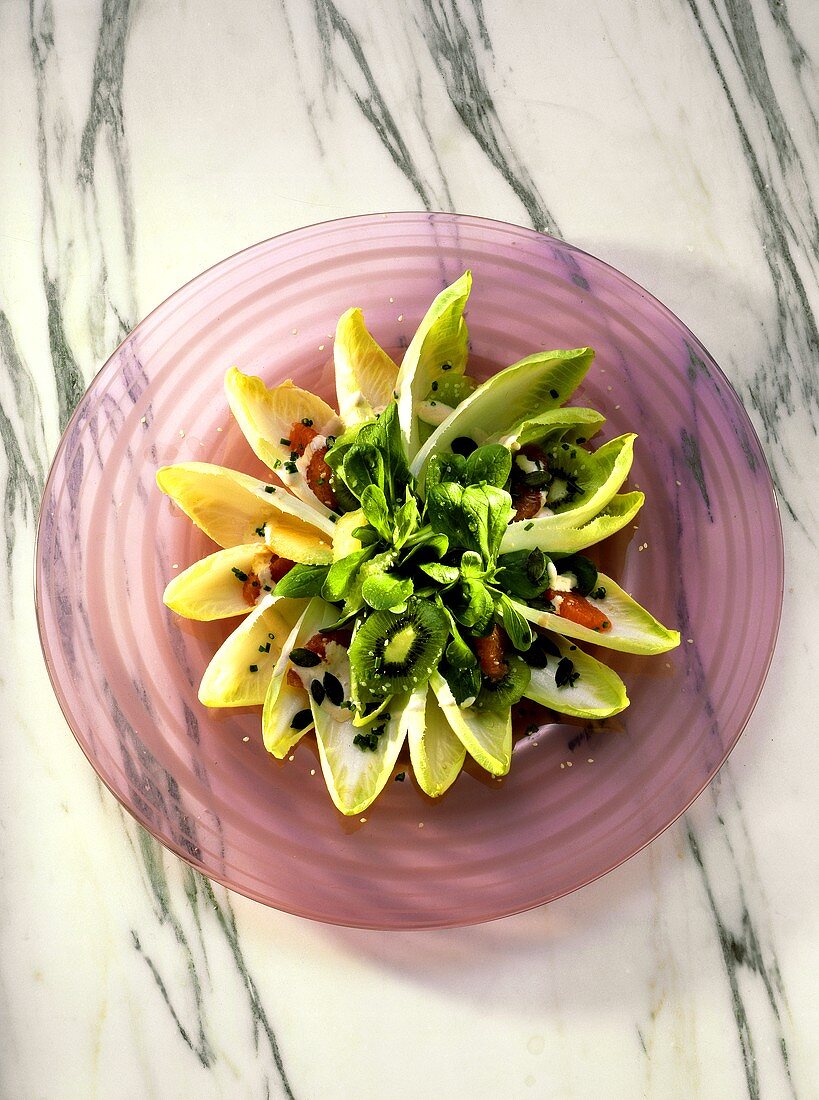 Vitamin packed Salad with light Cocktail Dressing