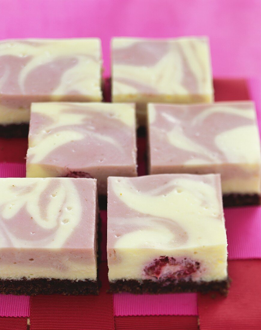 Marble Raspberry Cheesecake Bars with Chocolate Crust