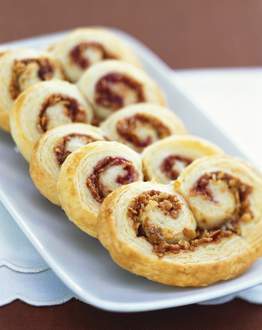 Fruit Palmiers in a Row on a Platter