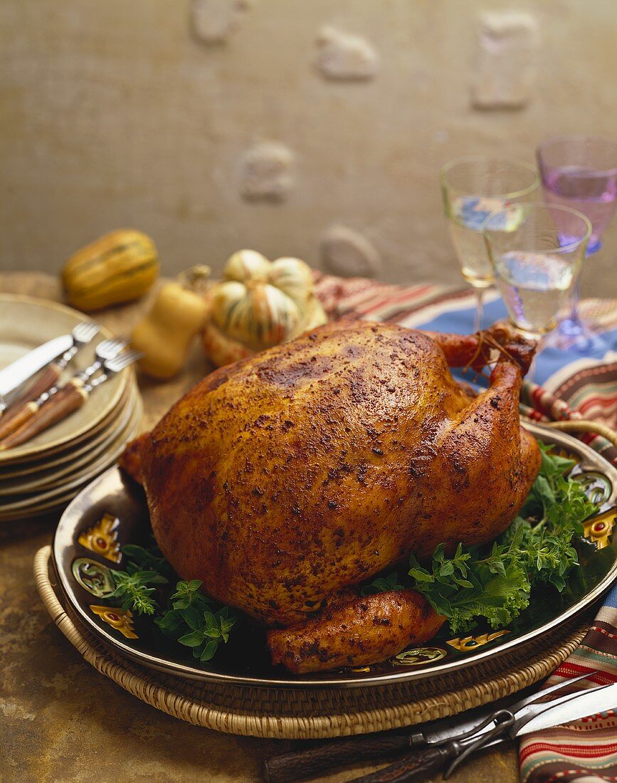 Spicy Southwestern Rubbed Turkey on a Platter