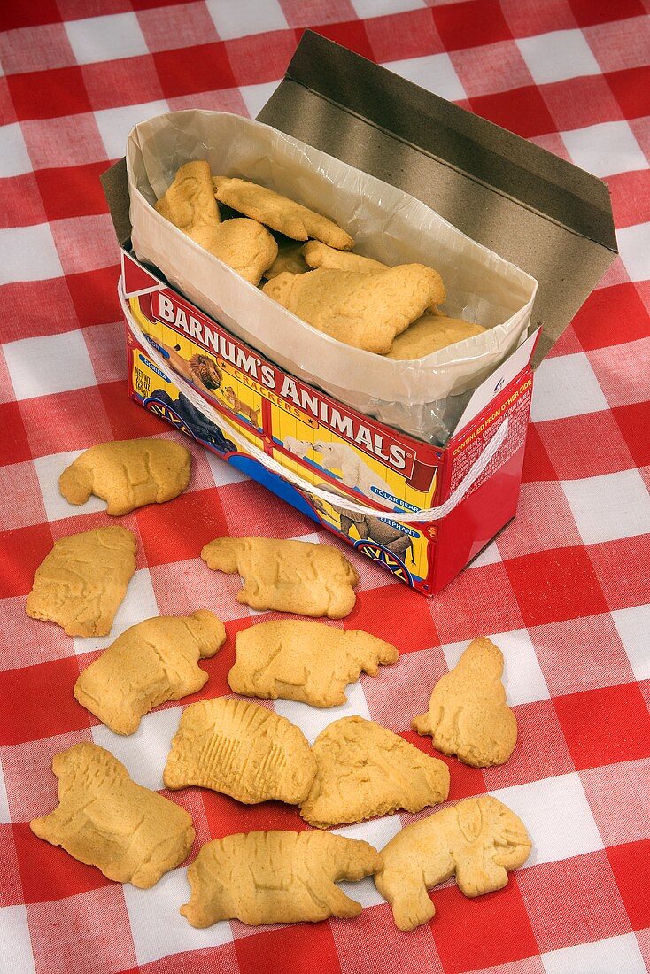 Animal Crackers In and Out of the Box; On Checked Cloth