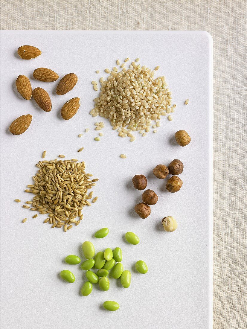 Various Grains and Nuts From Above