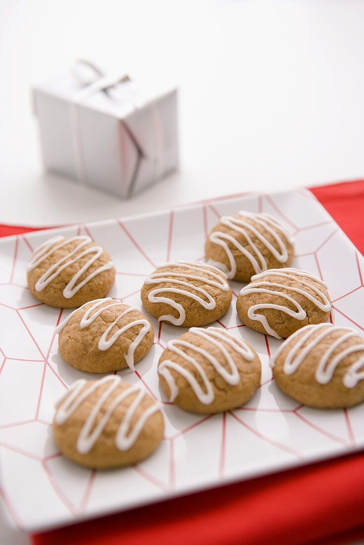 Gingerbread Cookies with Icing on a Platter