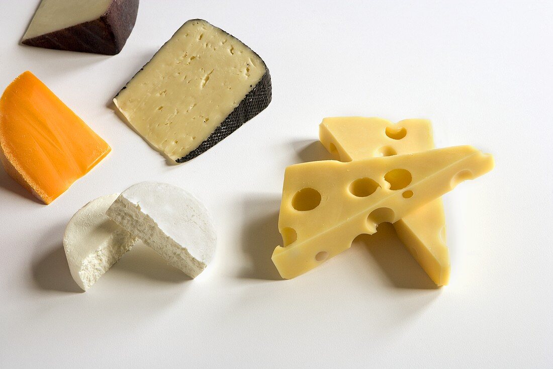 Several Soft, Semi-Hard and Hard Cheeses