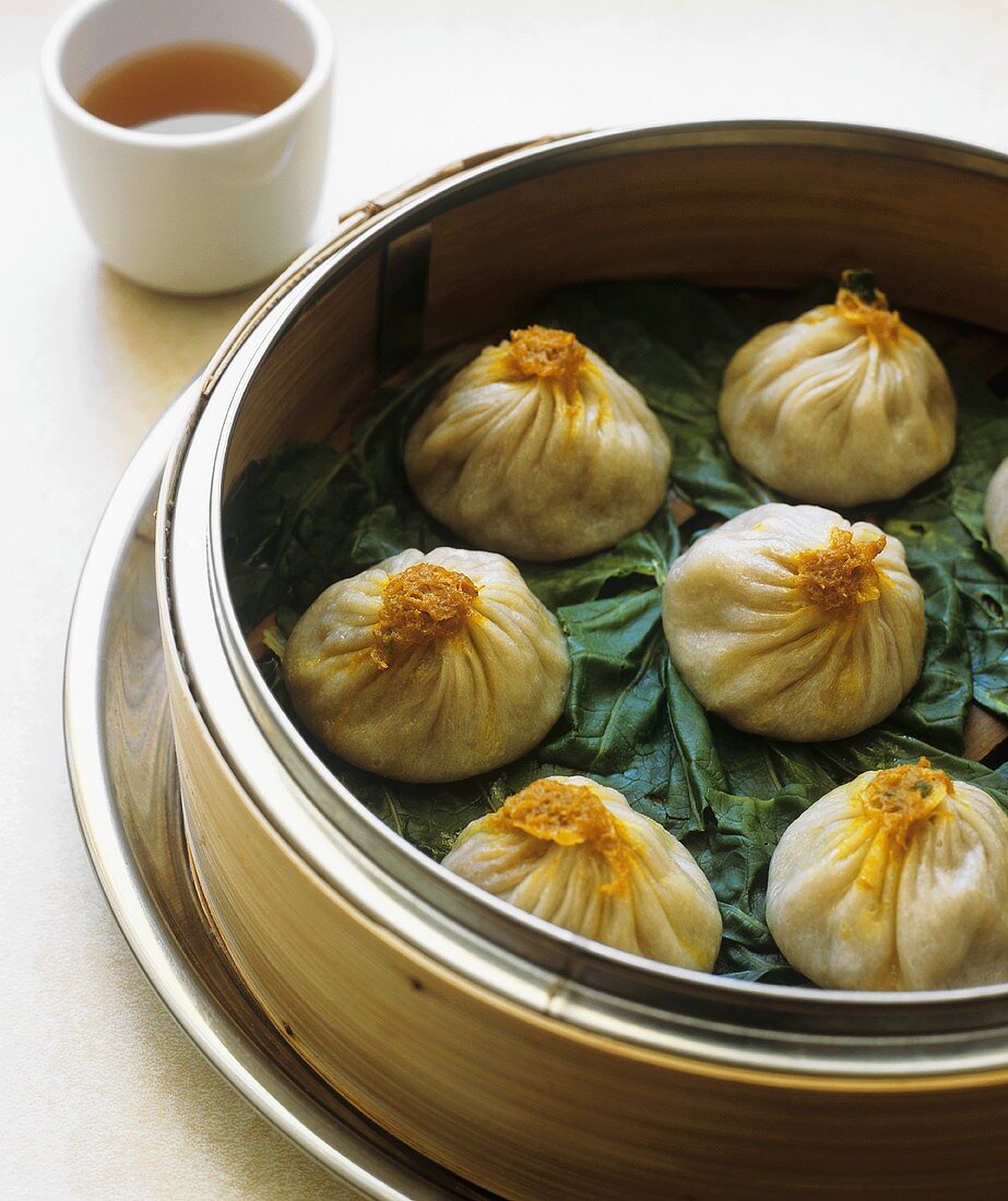 Crab and Pork Soup Dumplings in a Steamer