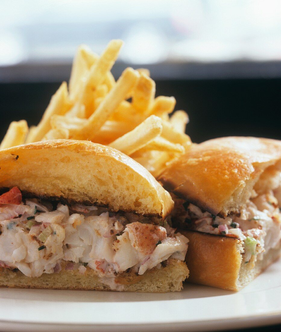 Lobster Roll; Halved with French Fries