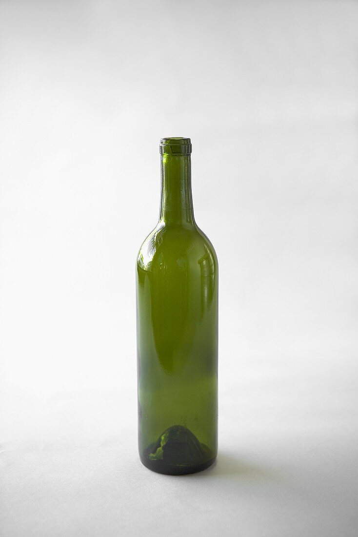 750 ml Green Bordeaux Wine Bottle on a White Background, Empty