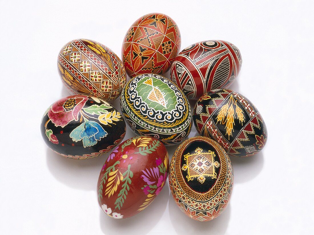 Ukrainian Easter Eggs on a White Background