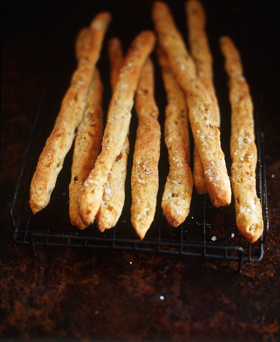 Wheat Breadsticks on a Cooling Rack