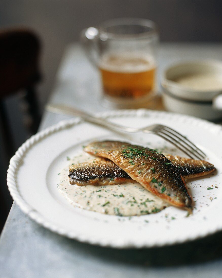 Fried Trout with Herbed Cream Sauce